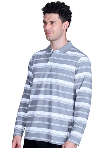Image of SANE ORIGINALS Full Sleeves Polo T-Shirt for Men with Pocket || Stripe Collar and Pocket T-Shirt for Men Long Sleeves
