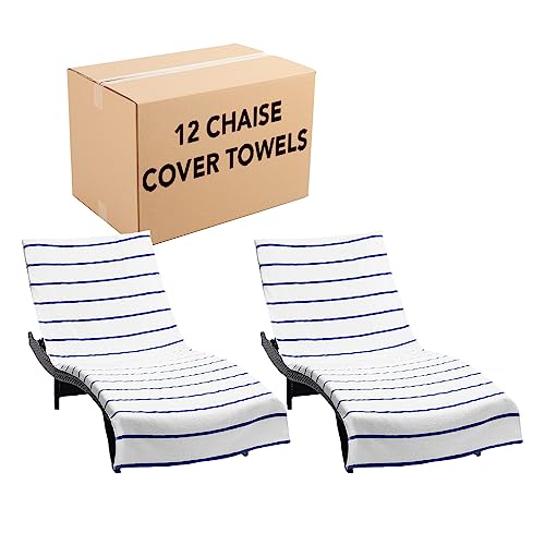 Arkwright Striped Chaise Lounge Cover (12-pack) 30x85 in Navy
