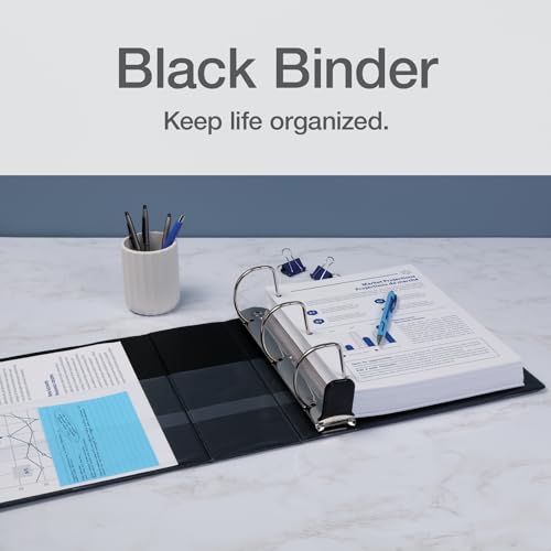 Image of Oxford 3 Ring Binders, Binders for School and Office, Durable 4 Inch, ONE-Touch Easy Open D Rings, View Binder Covers, 4 Interior Pockets, PVC-Free, Holds 880 Sheets, Black, 2 Pack (79920)