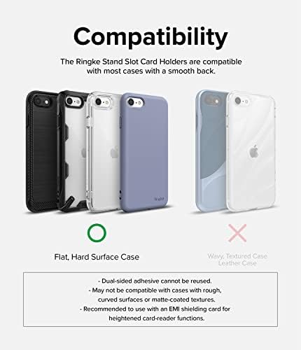 Ringke Stand Slot Card Holder, 3M Adhesive Stick-on Minimalist Credit Card ID Wallet Sleeve Attachment, Phone Grip, Phone Stand - Clear Mist