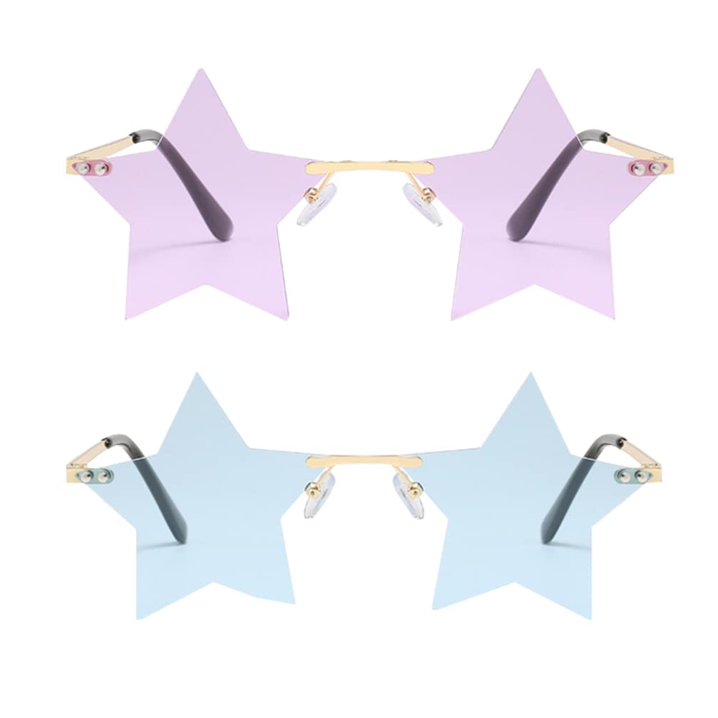jojofuny 2 Pares Gafas De Sol De Fiesta Lentes De Sol Con Estrellas Decorativas Gafas De Corazón Gafas De Sol De La Americana Divertido De Las Mujeres Maquillaje Ordenador Personal