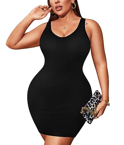 Reyeogo Full Slip Shapewear Dress For Women Adjustable Spaghetti Strap Under Dresses Tummy Control Camisole Slip Dress Body Shaper (Black, X-Large) #TOP10