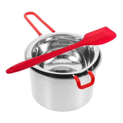 SMASOLO Doble Caldera para Fundir Chocolate y Cera Olla de Acero Inoxidable Olla Exterior Espátula Mango Aislante Apto para Postres y Repostería Casa y Profesionales Color Color Aleatorio