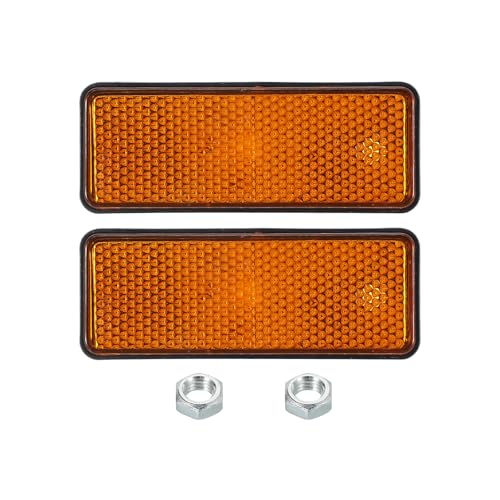 Image of PATIKIL Rectangle Rear Reflectors, 2 Pcs Safety Reflective Warning Reflector Plastic Universal Motorcycle Reflector with M5 Screw Mount for Car Motorcycle Trailer Bike Bicycles, Yellow