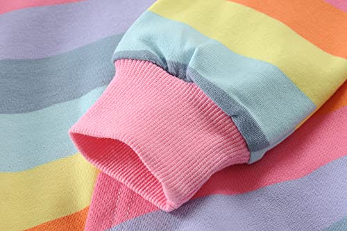 Toddler Girls Pullover Hoodie Tops Rainbow Sweatshirts Long Sleeve Shirt Kids Playwear Clothes Size 3T 4T #TOP3