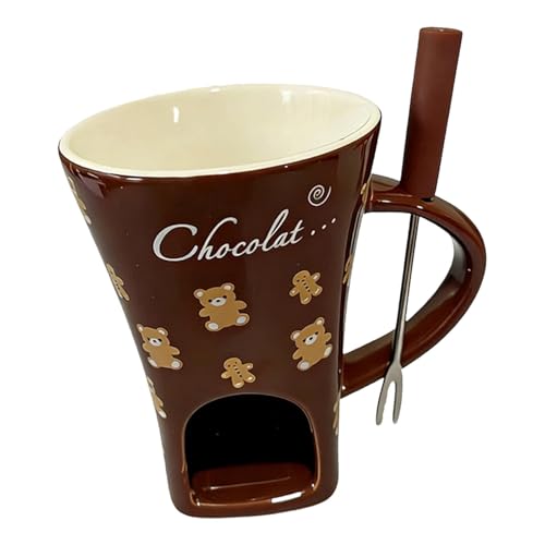 Ronyme Mug à fondue au chocolat 130 ml, chauffe-beurre, ustensiles de cuisine, tasse à fondre le chocolat, appareils de cuisine pour, soirée en, Brun