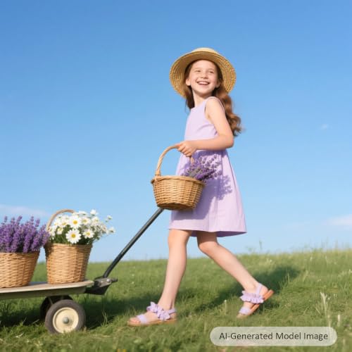 Image of Felix & Flora Toddler Girl Sandals - Little Girl Easter Dress Shoes Lightweight Open Toe Beach Holiday Flats