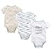 Conjunto de 3 peleles unisex de manga corta para bebé, pijama de algodón, ropa de verano de 0 a 12 meses