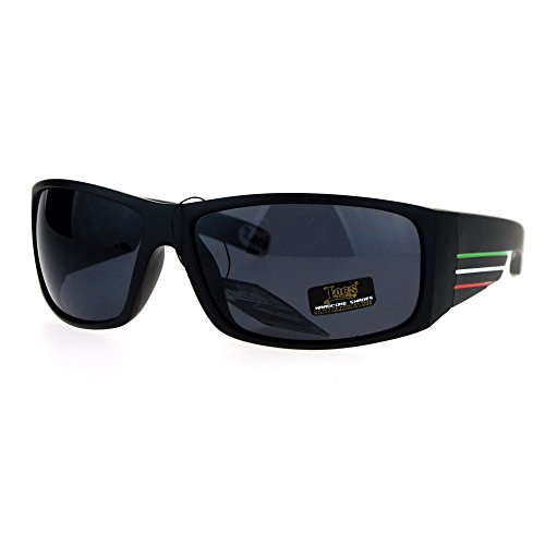 Locs Sunglasses Mens Thick Rectangular USA Mexico Rasta Colors Black UV 400