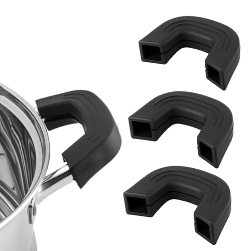Jeyorzy 3 Pares Tiradores De Silicona Para Ollas - Mangos Y Asas De Silicona, Agarraderas, Soporte Para Cacerolas, Mangos De Silicona Para Ollas, Agarraderas De Silicona Protección De Cocina Sartenes