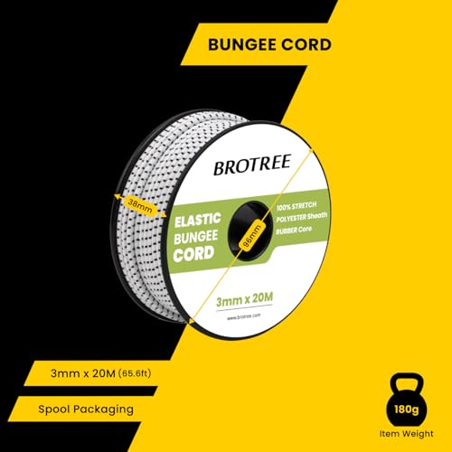 Brotree Elastic Cord Bungee Cord 3mm x 20m Elastic String Rope for DIY Crafts, Sewing, Beading, Jewellery, Necklace, Bracelet - Image 2
