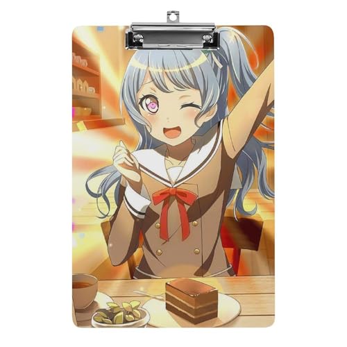 バンドリ ハッピーワールド ハロー 松原花音 クリップボード 用箋挟 クロス貼 A4 縦 ファイルバインダー ファイルボード クリップホルダー アクリル板 軽量 携帯便利 文房具 メタルクリップ付き A4用紙保持する 書類整理 会議パッド 学生 教師 オフ