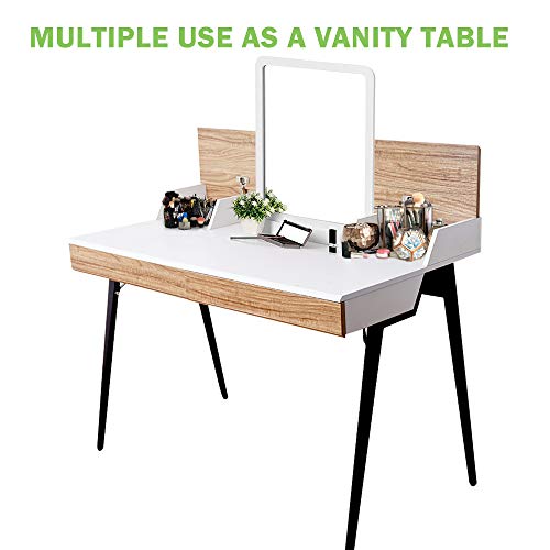 Dporticus 47” Computer Desk With Monitor Shelf Home Office Desk With Drawers & Storage White Wood Small Writing Table Study,Modern Simple #TOP2