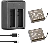AKASO 2 x 1050mAh Rechargeable Action Camera Battery with USB Dual Charger for AKASO EK7000/EK7000 Plus/EK7000 Pro/Brave 4/ Brave 6/APEMAN/CAMPARK/Vision 3/Vision 4 Action Camera