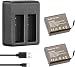 AKASO 2 x 1050mAh Rechargeable Action Camera Battery with USB Dual Charger for AKASO EK7000/EK7000 Plus/EK7000 Pro/Brave 4/ Brave 6/APEMAN/CAMPARK/Vision 3/Vision 4 Action Camera