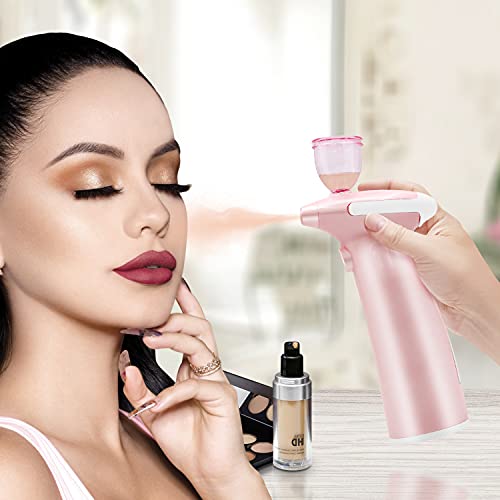 Airbrush Makeup Set Jaywayne Airbrush Makeup Kit Professional Airbrush Cosmetic Makeup System Rechargeable Cordless Moisturizing Atomizer Set Portable Face Mist Sprayer Nebulizer Handhold (Pink)