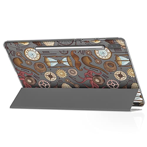 Loraw Tablet Case Compatible With Samsung Galaxy Tab A7 Lite 8.7 Inch A10.1 2020 A 8.0 S7 Fe S6 S5E S4 Auto Wake Sleep Stand Science Fiction Mustache Clock Protective Clear Steampunk Victorian Vintage #TOP4