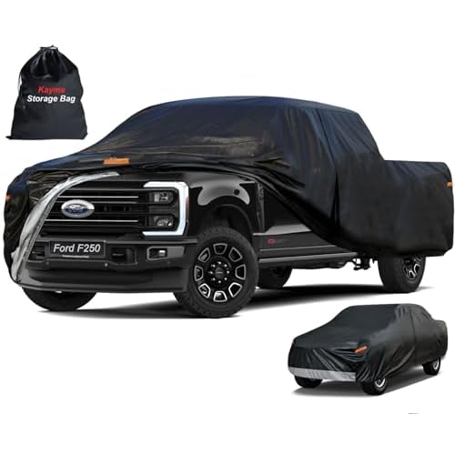 Kayme Truck Cover Custom Fit Ford F-250(2001-2025) Crew Cab Short Bed. Full Exterior Heavy Duty Outdoor Pickup Truck Car Cover Waterproof All Weather.Car Tarp for Wind Sun Dust Protection.Bl