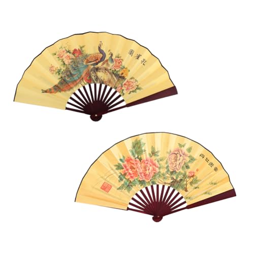 Fox Baby Folding Hand Fan,13 inch Bamboo Fabric Large Hand
