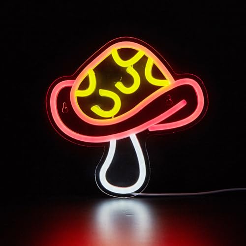 Image of LED Neon Mushroom Cute Neon Sign, USB Powered Neon Signs Night Light, 3D Wall Art & Game room Bedroom Living Room party Decor lamp for Children Kids Girls Boys