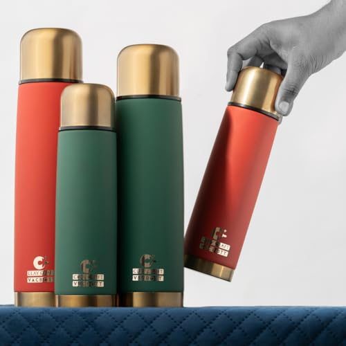 Image of Clay Craft Vacbott Terra Royal Double Walled|18 Hours Hot and 24 Hours Cold Vacuum Insulated|Thermosteel|Flask Bottle 1000 ml|Steel Bottles for Travelling|BPA-Free|BIS Certified|1Year Limited Warranty