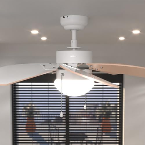 Cecotec Ventilateur de Plafond EnergySilence 3600 Vision Orange, 50 W, Diamètre 92 cm, Lampe, 3 Vitesses, 6 Pales Réversibles, Fonction Été/Hiver, Interrupteur à Chaîne, Blanc/Orange