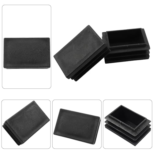 Image of Hitefu 12PCS 1.5 x 1 Inch Rectangle End Caps, Black Rectangle Plastic Plugs Tubing End Caps Furniture Foot Table Chair Legs Tube Inserts Threaded End Blanking Caps Protector