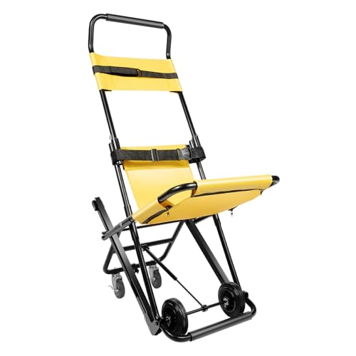 Manual Transport Stair Chair, 350.53 lbs Capacity, Portable Folding Evacuation Chair for Elderly, Lightweight Emergency Rescue Chair with Safety Belts and Adjustable Headrest