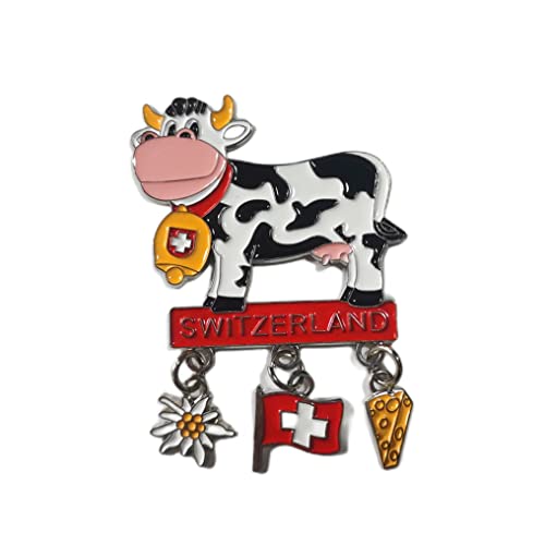 Switzerland 3D Cow Fridge Magnet Souvenir Gift,Metal Alloy Handmade Switzerland Refrigerator Magnet Home & Kitchen Decoration Collection