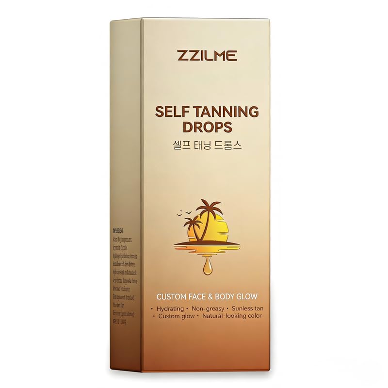 Self Tanning Drops for Face & Body - Customizable Glow with Niacinamide, Vitamin C & Hyaluronic Acid, Gradual Sunless Tanner Serum, Non-Comedogenic Bronzing Drops 0.63 fl oz