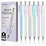 FIOVER Gelstifte, 6 Stück, 0,5 mm, schnell trocknend, schwarze Tinte, feine Spitze, glattes Schreiben, einziehbar mit Silikongriff, hochwertig, niedlich, ästhetisch, Büro, Schulbedarf, Geschenke für