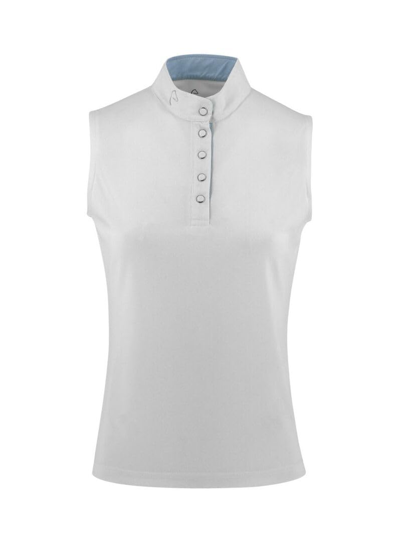 Ekkia EQUITHÈME Damen Turniershirt Mesh-Poloshirt ärmellos White, Größe:S