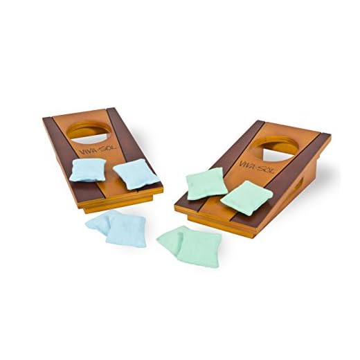 Viva Sol Miniature Version of Classic Bean Bag Toss Game Perfect for a Desk or Table , brown , 5" x 10" - VS5002