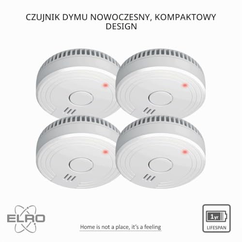 Elro FS1801 Czujnik Dymu, Biały, 4 sztuki