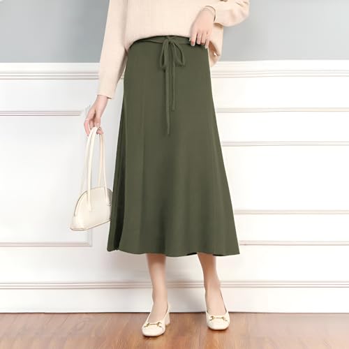 rismart Women High Waist Skirt Maxi Long Ankle Length Casual Cotton Blend Skirts XS-4XL4