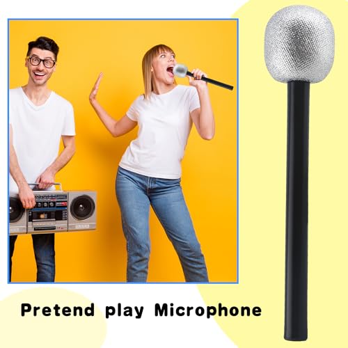 Haconba 12 Pcs Glitter Microphone Props 27 x 7 cm Silver Pink Fake Microphones for Stage Performance Halloween Cosplay Party Photo Booth Props​ by Haconba - Used condition - Image 7