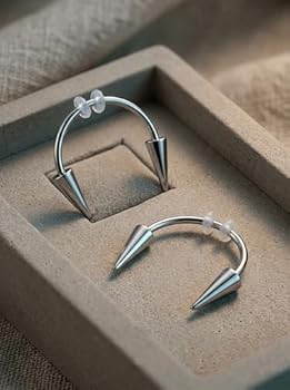 Oykrueats 8 stuks septumpiercing, zilver, smiley-piercing voor vrouwen en heren, 6/8/10/12 mm, hoefijzerpiercing, titanium neuspiercing, septum, ring voor vriendinnen, verjaardag, Kerstmis, cadeau