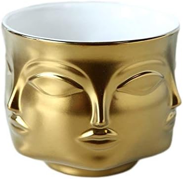 Ceramic Gold Face Planter Head Face Vase Home Decoration Succulent Cactus Indoor Plant Pot Versatility Designs
