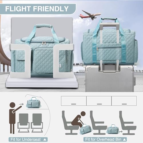 Image of Small Gym Bag for Women, Travel Duffle Bag Carry On Weekender Bag with Shoe Compartment, B1#Lake Blue, Weekender Bag&toiletry Bag