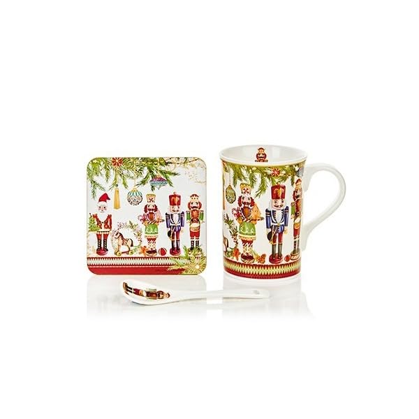 Juego De Tetera Y Taza Con Diseño De Soldados Cascanueces Navideños - Porcelana, 17 Cm, Ideal Para Regalo O Decoración