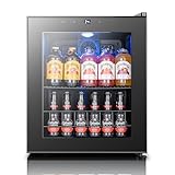 Yeego Beverage Refrigerator Cooler, 65 Cans Drink Mini Fridge with Glass Door for Soda, Beer or Wine, Beverage Cooler with Digital Temperature Control from 34°F to 54°F for Home, Office or Bar (Black)