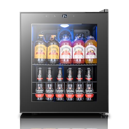 Yeego Beverage Refrigerator Cooler, 65 Cans Drink Mini Fridge with Glass Door for Soda, Beer or...