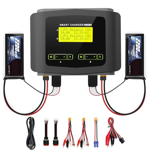 Hiyiton C6X2 Dual LiPo Battery Charger DC 240W 10A,Smart Balance Charger Discharger for...