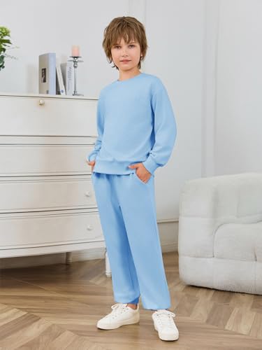 Haloumoning Boys Tracksuits 2 Piece Set Kids Crewneck Sweatshirts and Jogger Sweatpants with Pockets 5-14 Years2