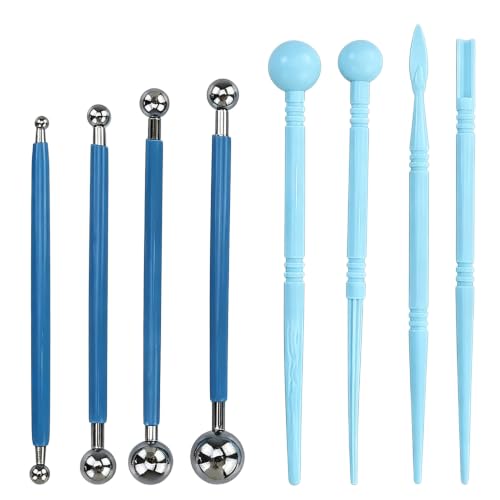 REBECCAGIBSON Set di 4 Utensili Modellare Sfera, Strumenti Modellare Palline Inox, Strumenti Modellare Argilla Sfera, con 4 Strumenti per Modellare a Testa Singola, per Argilla, Terracotta, Fondente