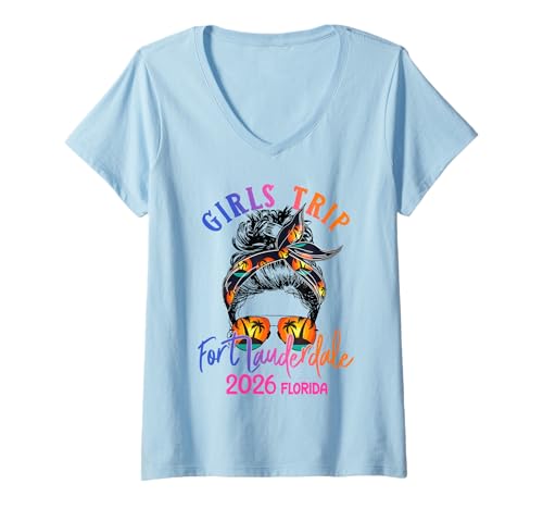 Women's Girls Trip Fort Lauderdale Florida 2026 Girls Cruise Ship V-Neck T-Shirt