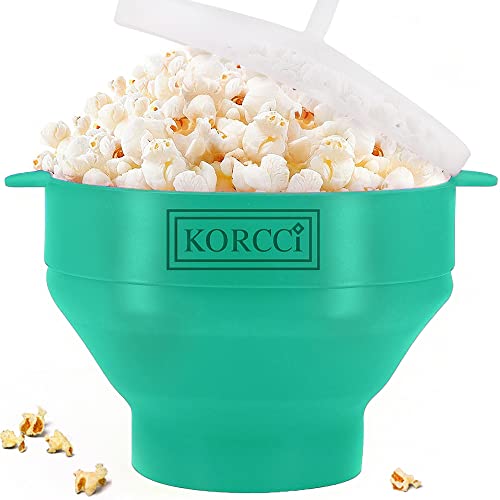 The Original Korcci Microwaveable Silicone Popcorn Popper, BPA Free Microwave Popcorn Popper, Collapsible Microwave Popcorn Maker Bowl, Dishwasher Safe -Aqua The Original Korcci Microwaveable Silicone Popcorn Popper, BPA Free Microwave Popcorn Popper, Collapsible Microwave Popcorn Maker Bowl, Dishwasher Safe -Aqua