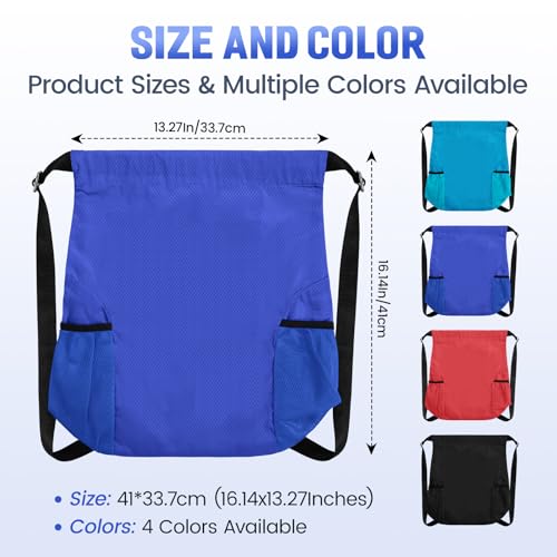 Custom Waterproof Drawstring Backpack Bulk, Thickened Custom Bags With Your Logo & 2 Side Pockets, Portable String Backpacks, Promotional Items Cinch Bag for Gym, Beach, Shopping, Daily Use, Business4