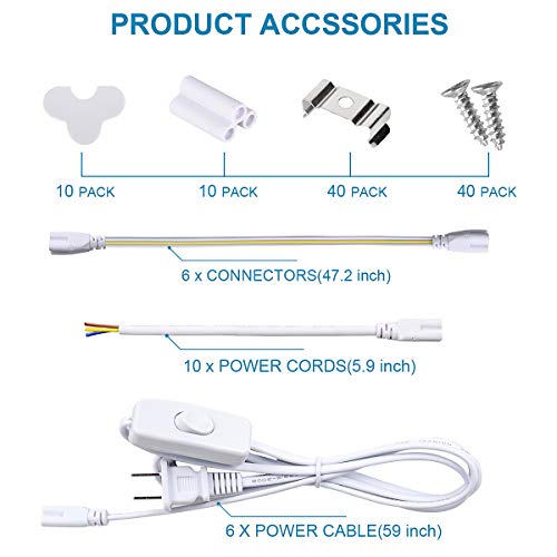 (10-Pack) 8Ft Led Shop Light Fixture, 100W 15500Lm 6000K, Cold White, V Shape, Clear Cover, Hight Output, Linkable Shop Lights, T8 Led Tube Lights, Led Shop Lights For Garage 8 Foot With Plug #TOP5