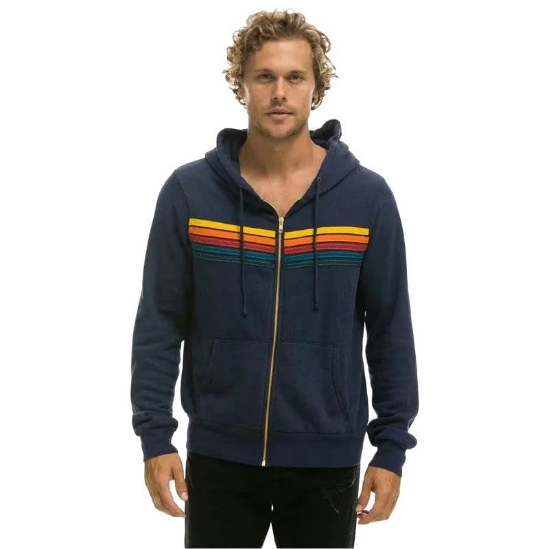 Zip Hoodie Stripe Zipper Hoodie Nation Long Sleeve Elastic Pullover Hoodie Sweatpants Sports Jacket